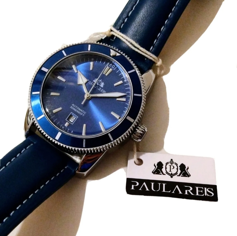 Blue Stainless Steel Sports Dress Driver Automatic Watch